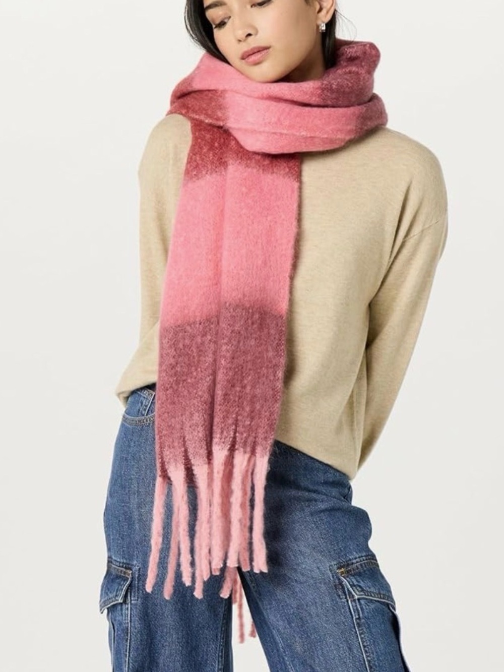 The Drop Gemma Oversized Color Block Blanket Scarf OS Pink NWT IN PACKAGE
